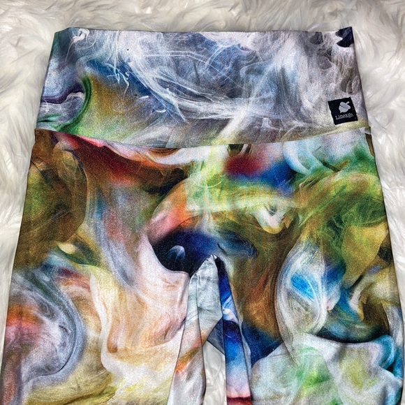 LINEAGE Rainbow 🌈 Smoke 💨 Colorful Swirl Leggings S/M - Picture 8 of 8